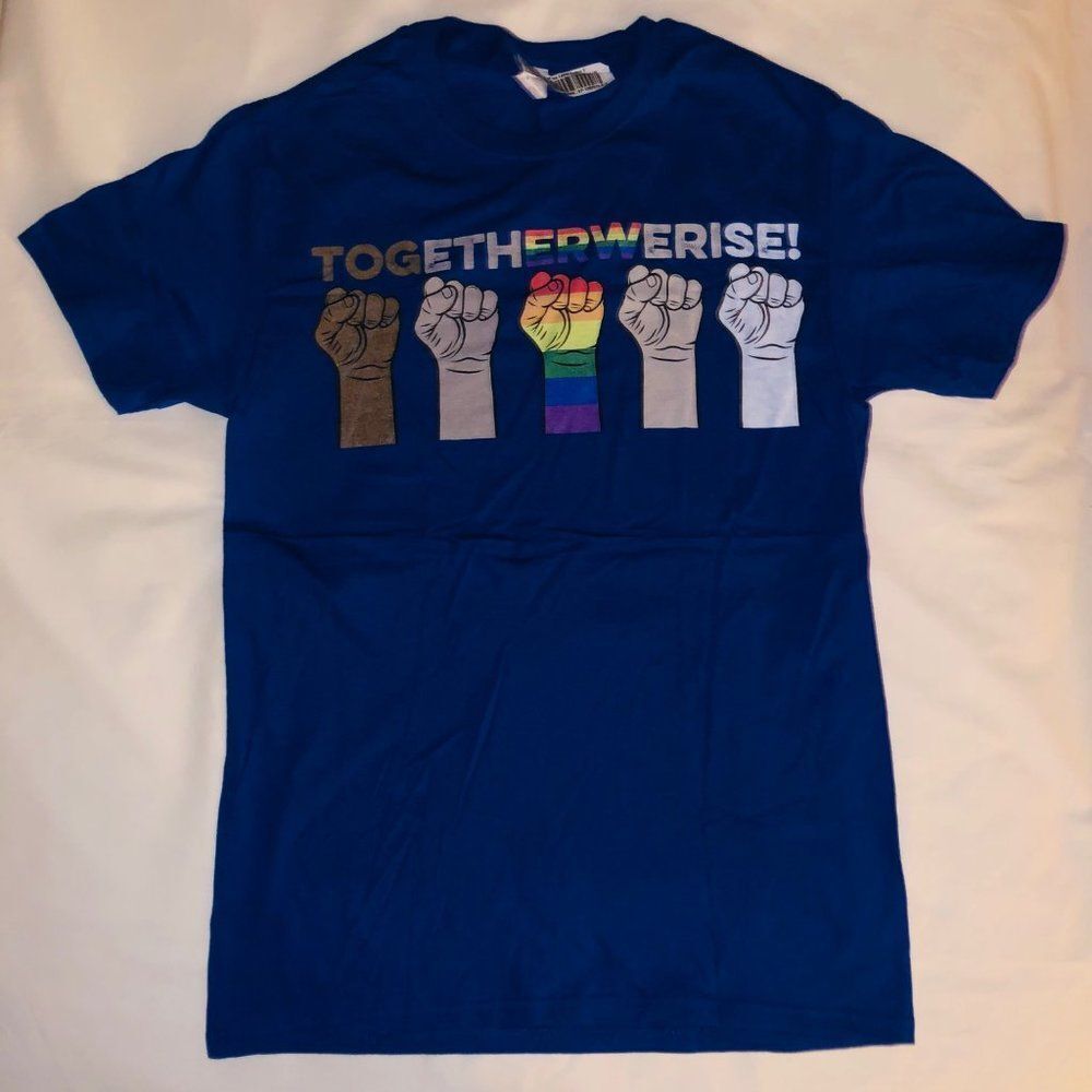 NEW We Rise Together Blue‎ Equality Social Justice T-shirt Unisex Size Small
